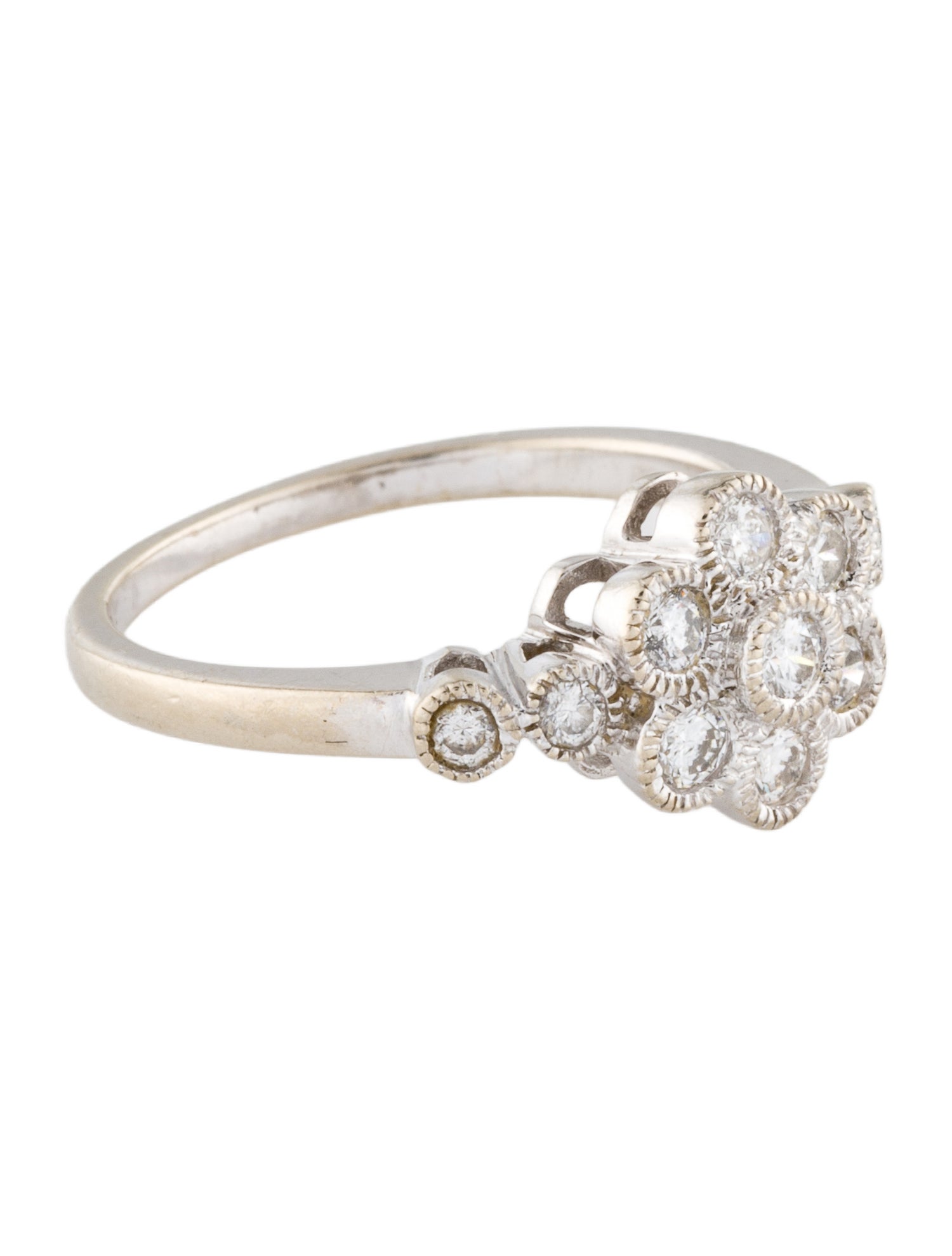 Ring 14K Diamond Flower Cocktail