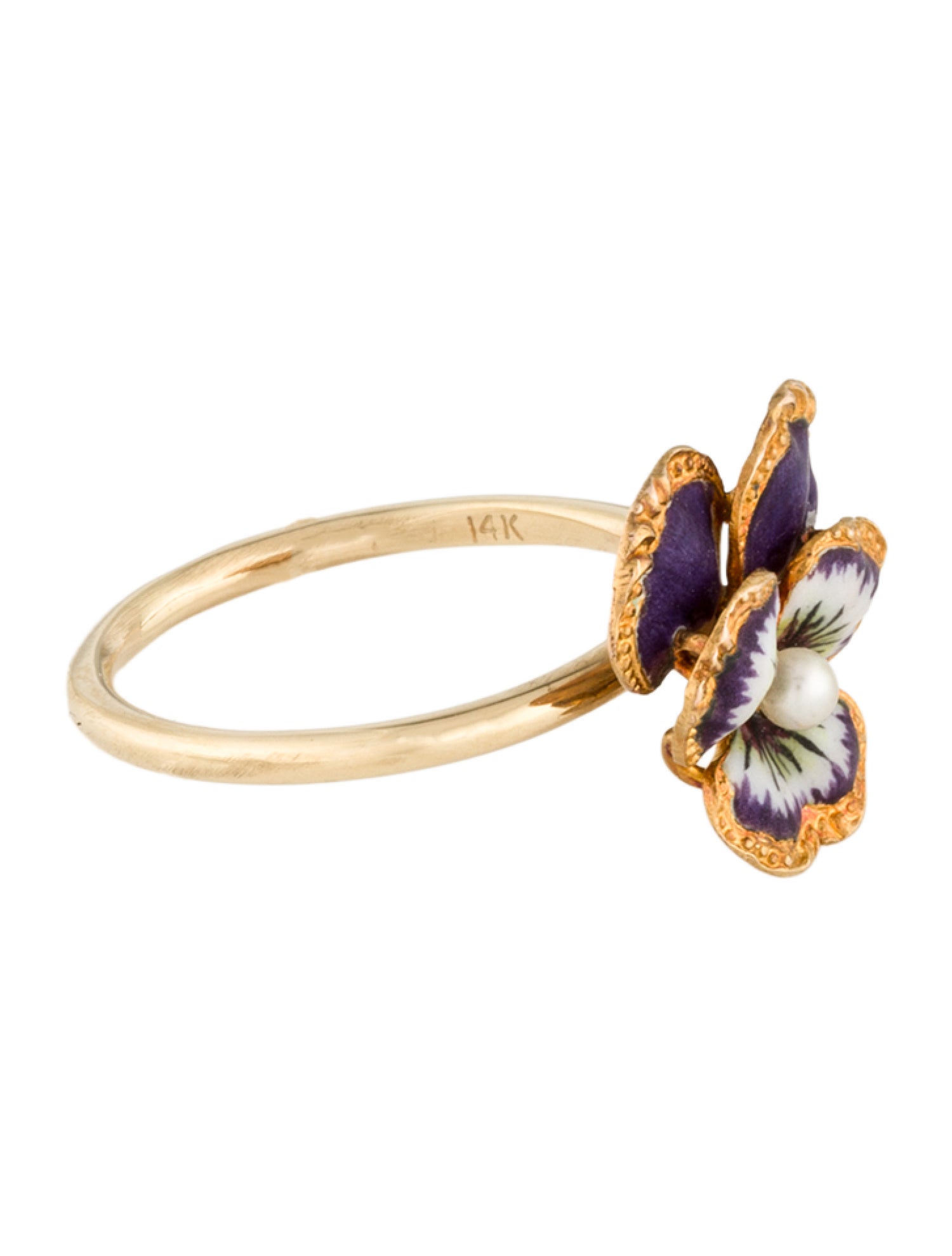 Ring Pearl & Ceramic Flower Cocktail