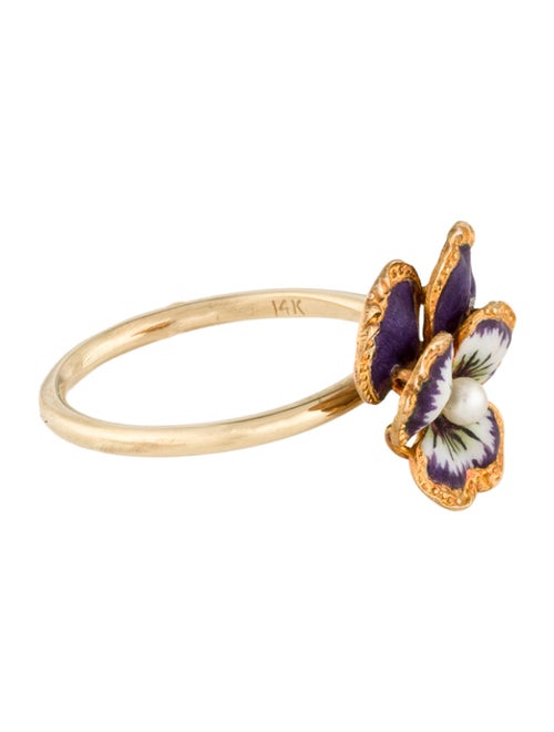 Ring Pearl & Ceramic Flower Cocktail Ring