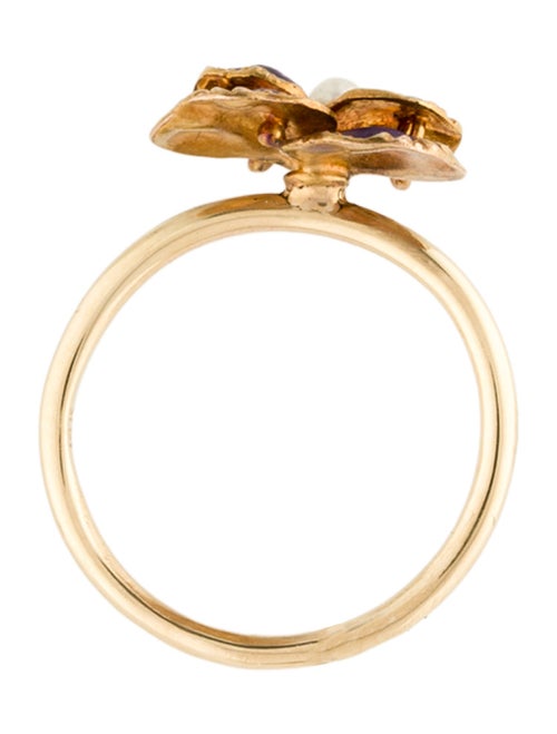 Ring Pearl & Ceramic Flower Cocktail Ring