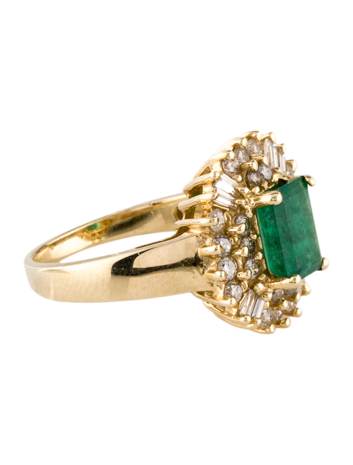 Ring 14K 1.65ct Emerald & Diamond Cocktail