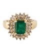 Ring 14K 1.65ct Emerald & Diamond Cocktail Ring