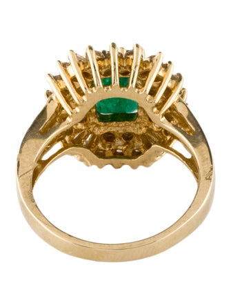 Ring 14K 1.65ct Emerald & Diamond Cocktail Ring