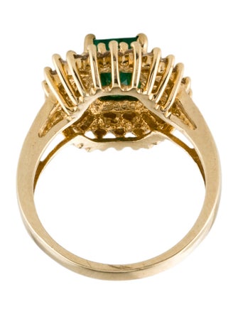 Ring 14K 1.65ct Emerald & Diamond Cocktail Ring