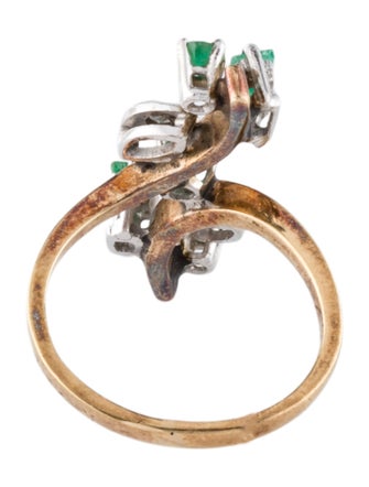 Ring 14K Emerald & Diamond Cocktail Ring