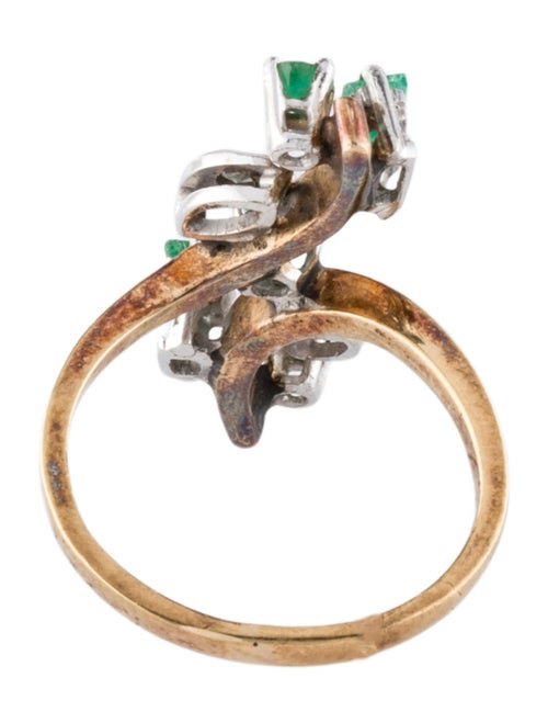 Ring 14K Emerald & Diamond Cocktail Ring
