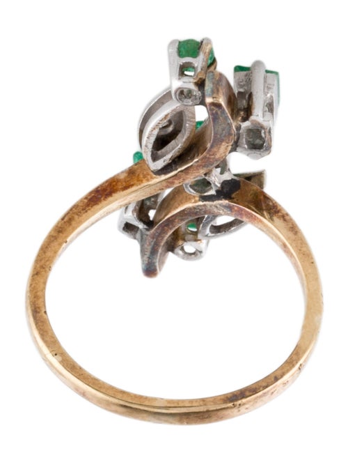 Ring 14K Emerald & Diamond Cocktail Ring