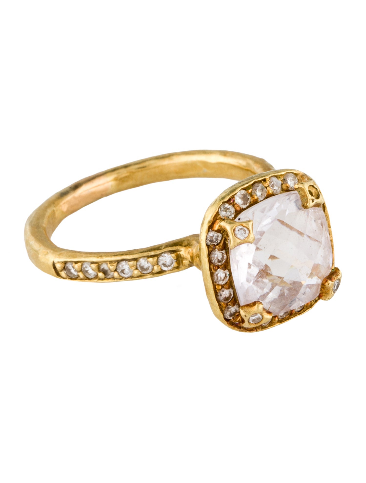 Ring 18K Quartz & Diamond Cocktail Ring