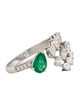 Ring 14K Emerald & Diamond Split Bypass Ring