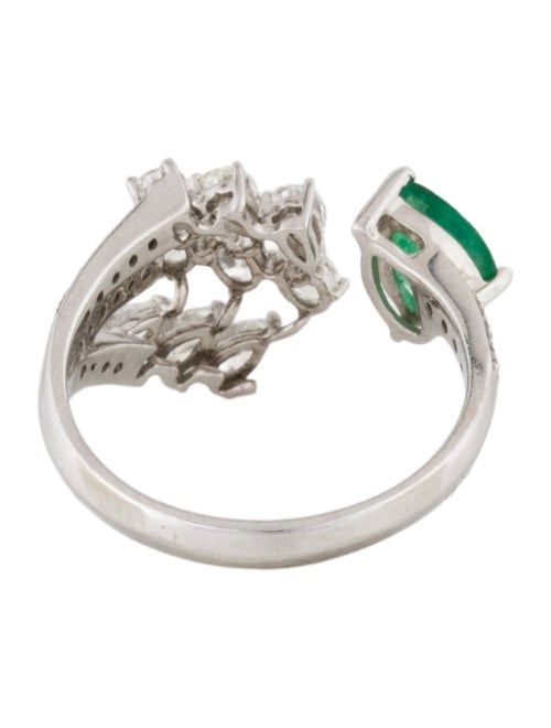 Ring 14K Emerald & Diamond Split Bypass Ring