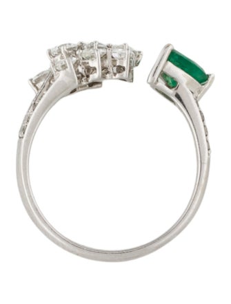 Ring 14K Emerald & Diamond Split Bypass Ring