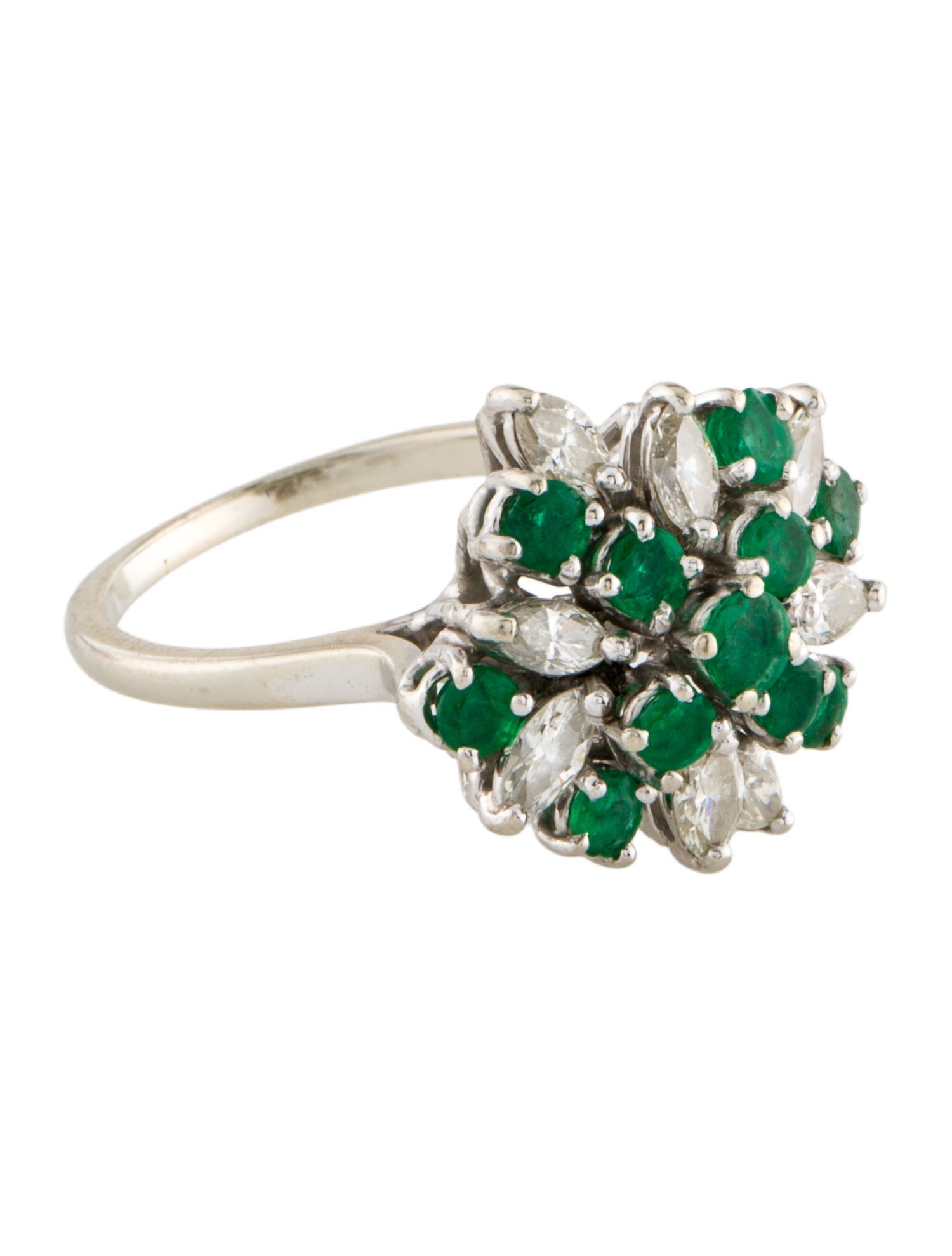 Ring 14K Emerald & Diamond Cocktail