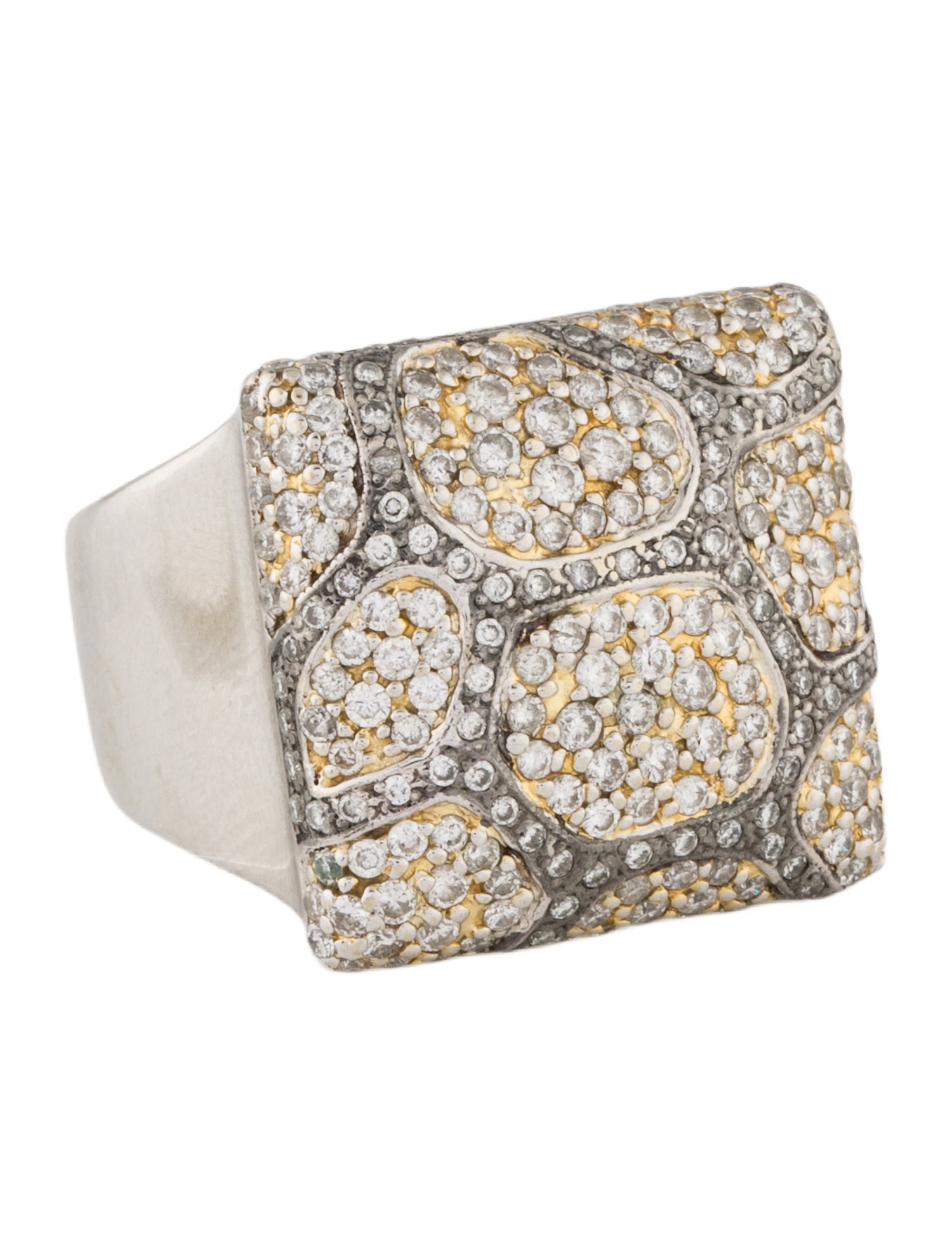 Ring 18K Diamond Leopard Print Cocktail