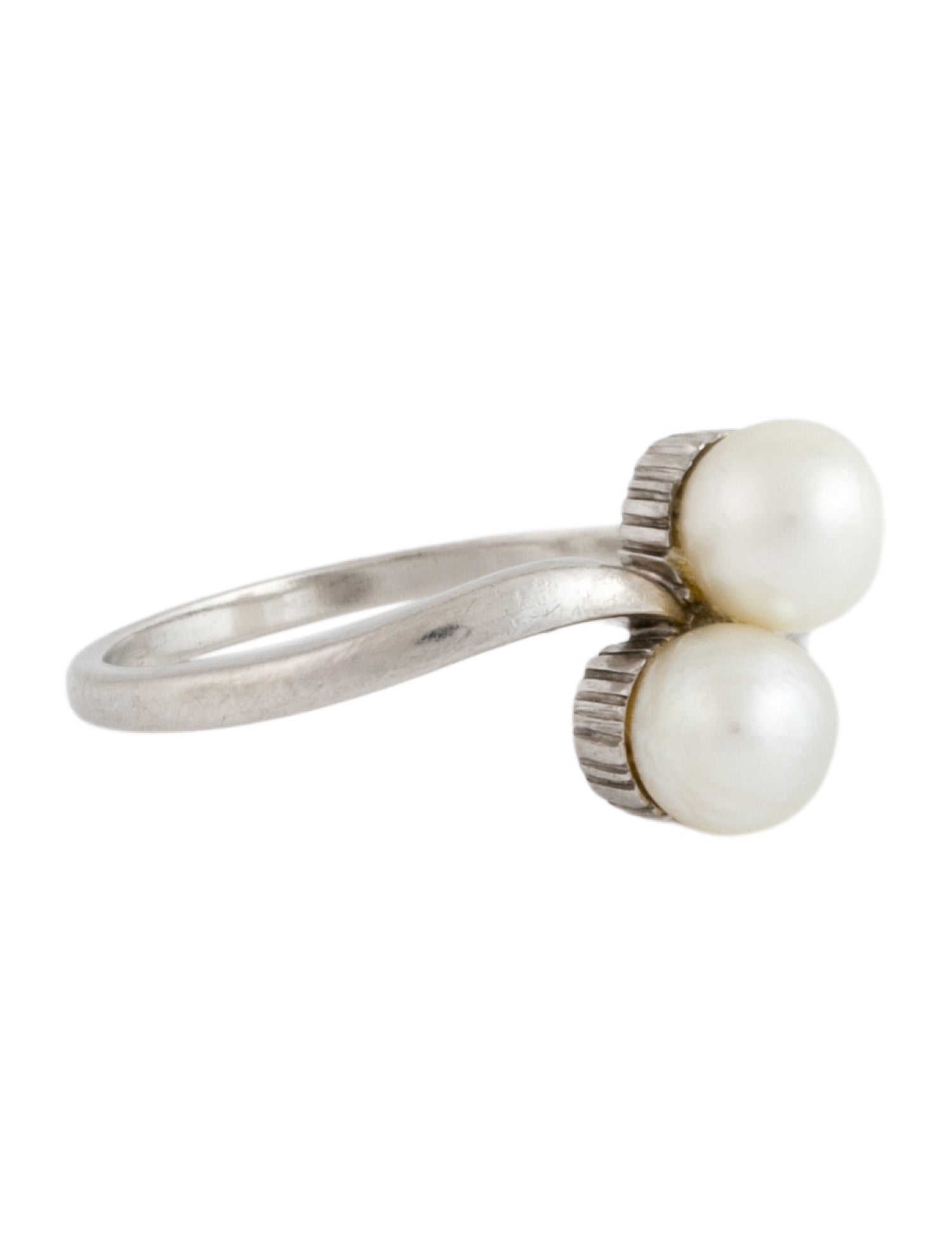 Ring Platinum Cultured Pearl Duo Cocktail