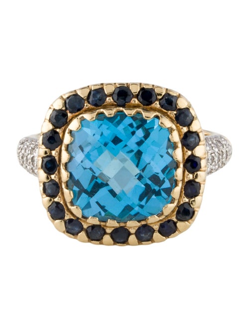 Ring 18K Topaz, Sapphire & Diamond Cocktail Ring