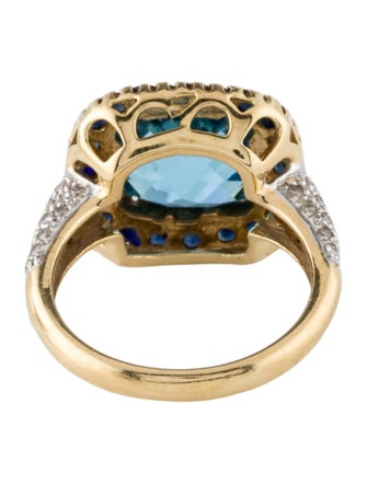 Ring 18K Topaz, Sapphire & Diamond Cocktail Ring