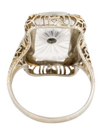 Ring 14K Quartz, Onyx & Diamond Cocktail Ring