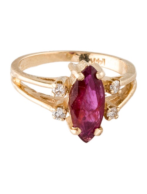 Ring 14K Ruby & Diamond Cocktail Ring