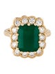 Ring 18K 5.67ct Emerald & Diamond Cocktail Ring
