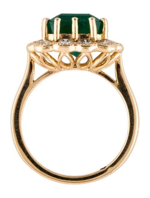 Ring 18K 5.67ct Emerald & Diamond Cocktail Ring