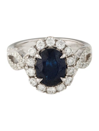 Ring 18K 2.53ct Sapphire & Diamond Cocktail Ring