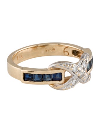 Ring 14K Diamond & Sapphire Band