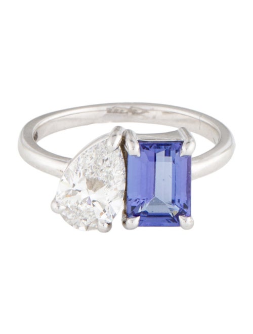 Ring 14K Lab-Grown Diamond & Tanzanite Toi et Moi Ring