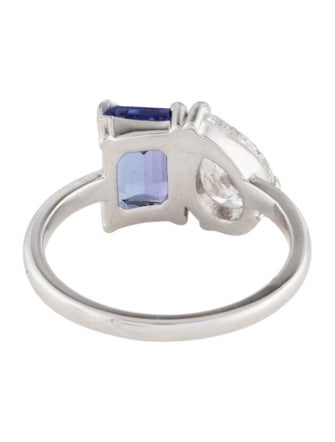 Ring 14K Lab-Grown Diamond & Tanzanite Toi et Moi Ring