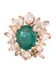 Ring 14K 3.29ct Emerald & Diamond Cocktail Ring