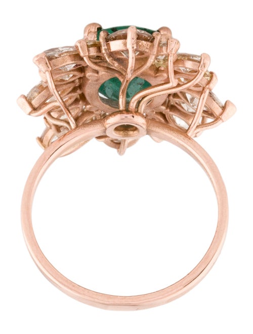 Ring 14K 3.29ct Emerald & Diamond Cocktail Ring