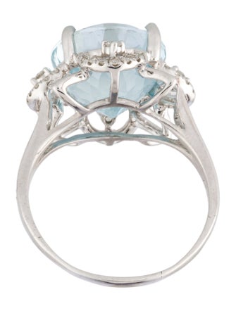 Ring 14K 7.50ct Aquamarine & Diamond Cocktail Ring
