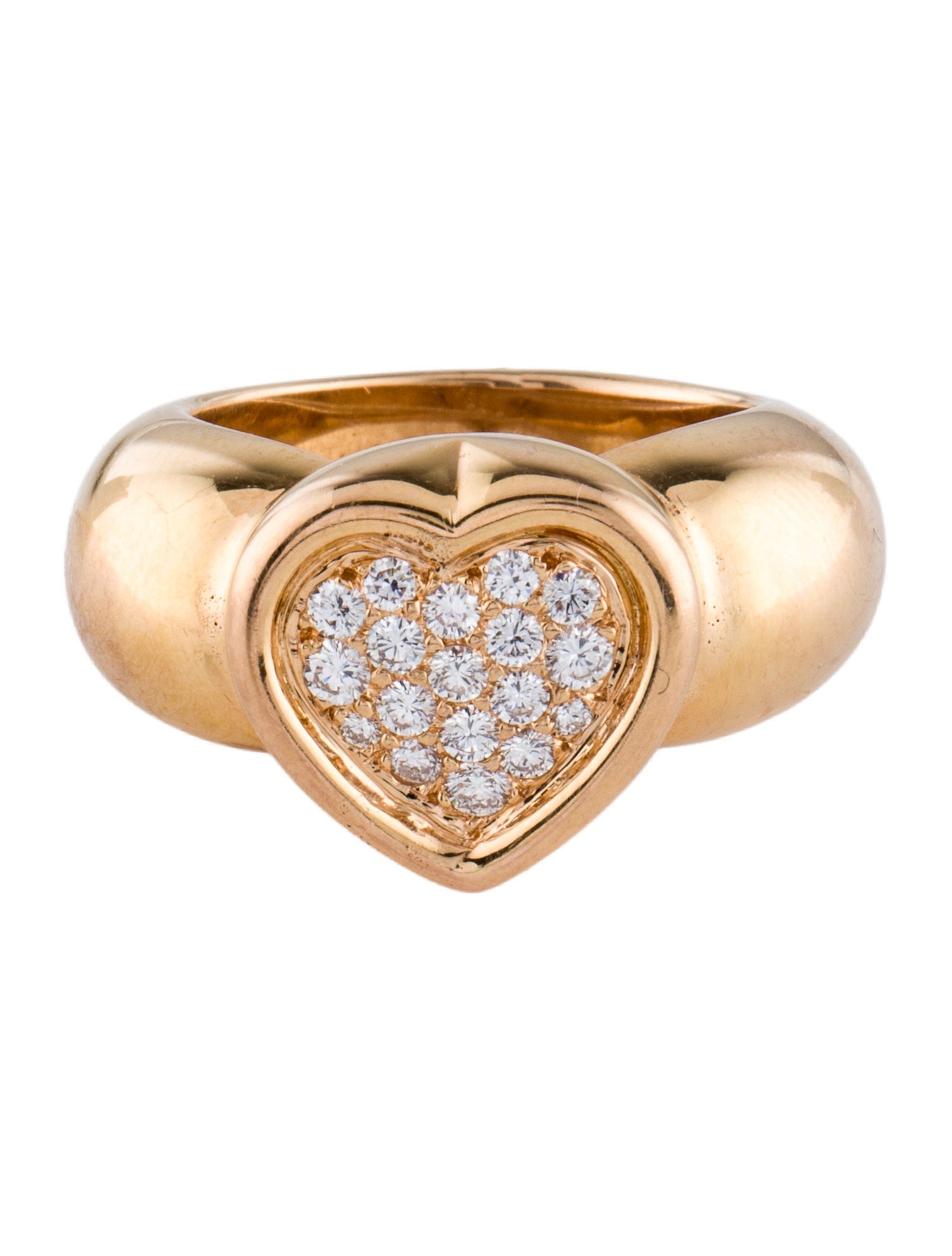 Ring 18K Diamond Pavé Heart Ornament Cocktail Ring