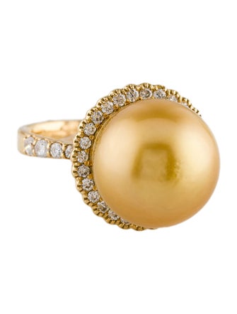 Ring 18K Pearl & Diamond Cocktail Ring