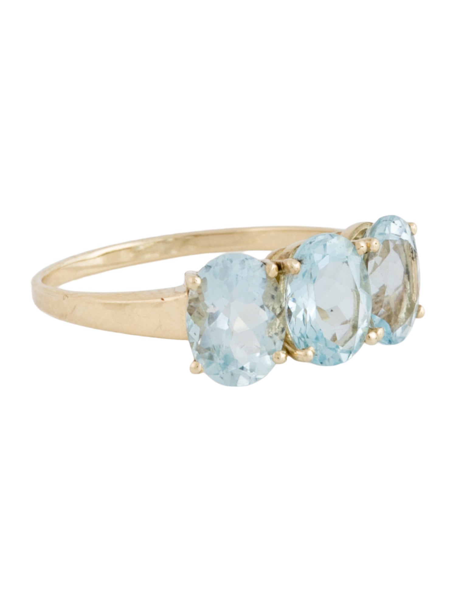 Ring 14K Aquamarine Three-Stone Cocktail Ring