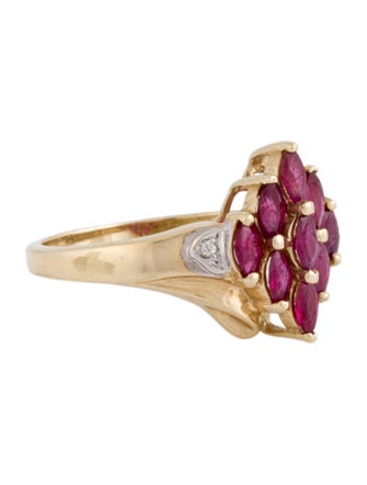 Ring 14K Ruby & Diamond Cocktail Ring