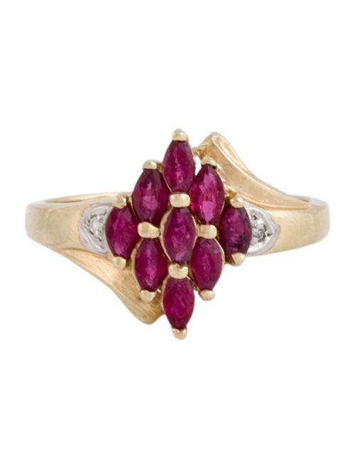 Ring 14K Ruby & Diamond Cocktail Ring