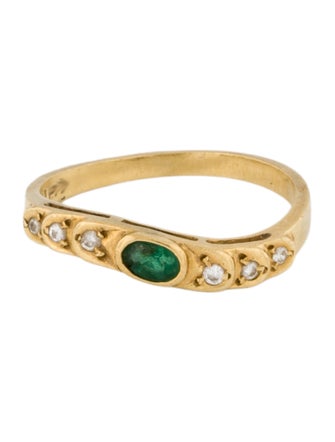 Ring 18K Emerald & Diamond Band