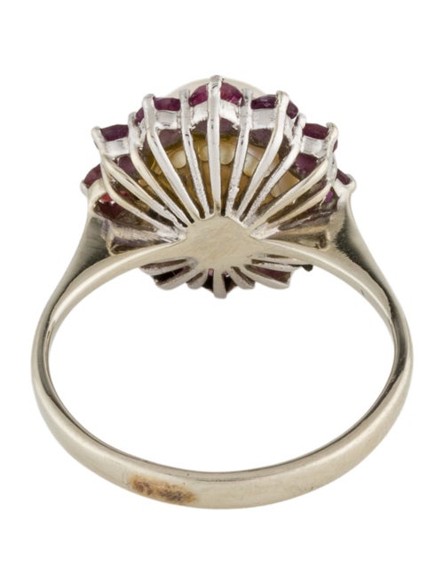 Ring 18K Pearl & Ruby Cocktail Ring