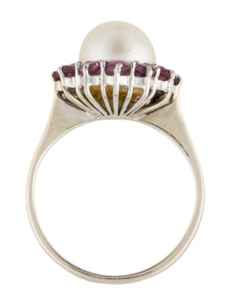 Ring 18K Pearl & Ruby Cocktail Ring