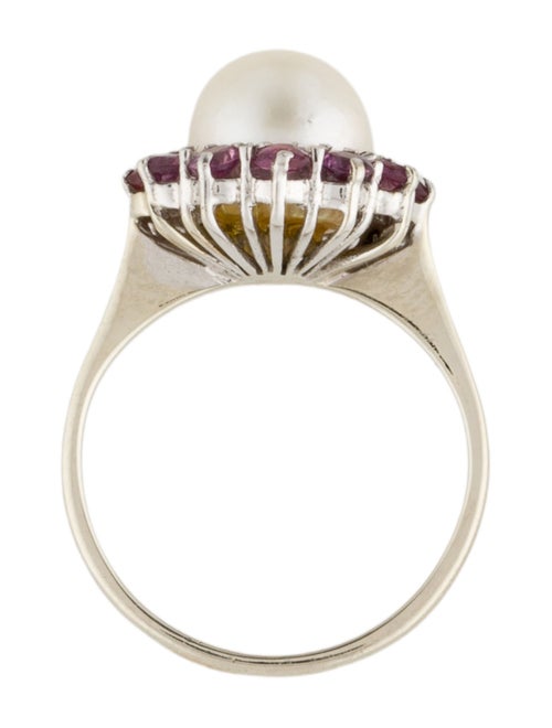 Ring 18K Pearl & Ruby Cocktail Ring