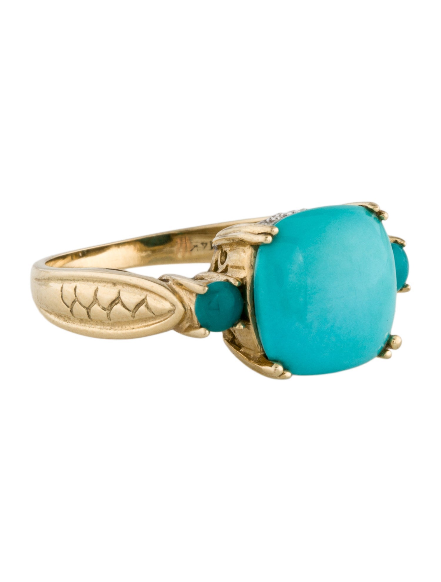 Ring 14K Turquoise & Diamond Cocktail