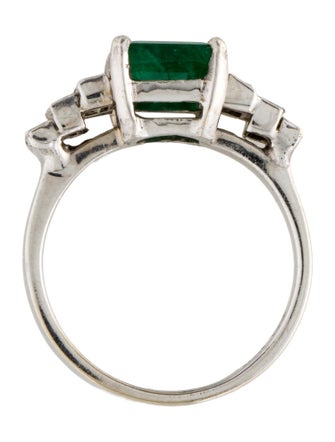 Ring 14K 1.28ct Emerald & Diamond Cocktial Ring
