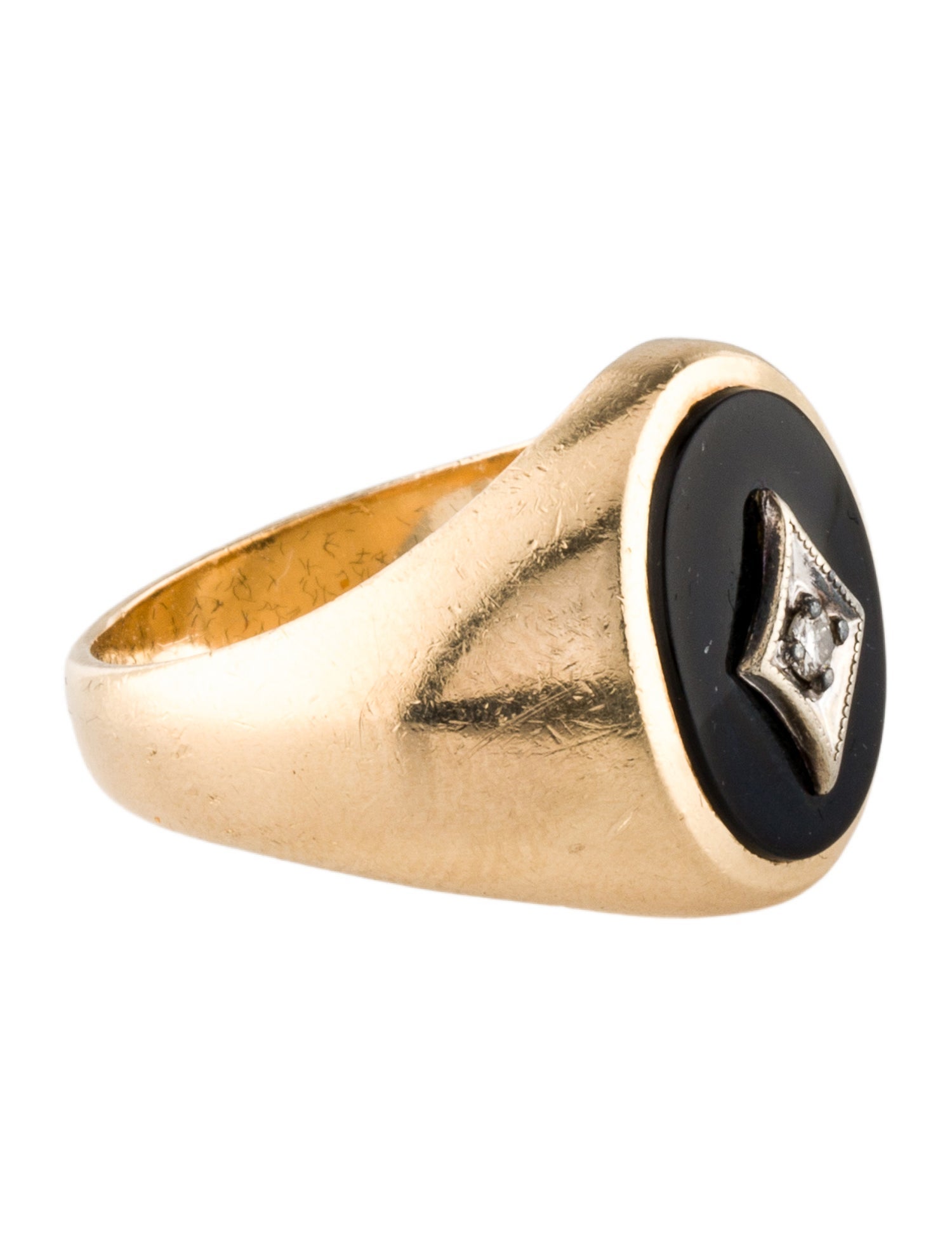 Ring 14K Onyx & Diamond Signet Ring
