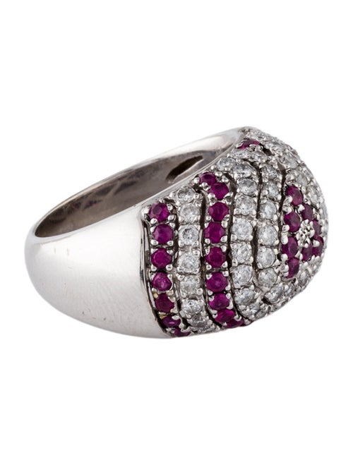 Ring 18K 1.05ct Sapphire & 1.02ctw Diamond Dome Ring