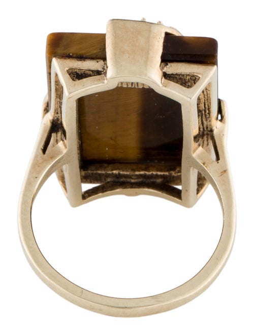 Ring 10K Tiger Eye Quartz & Diamond Cocktail Ring