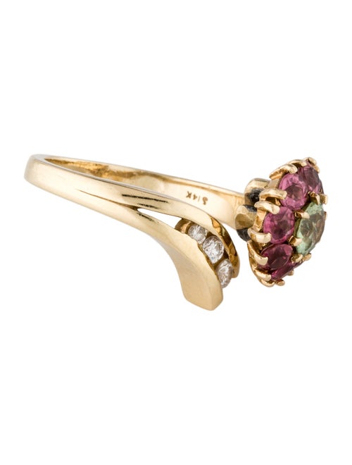 Ring 14K Diamond, Sapphire and Tourmaline Cocktail Ring
