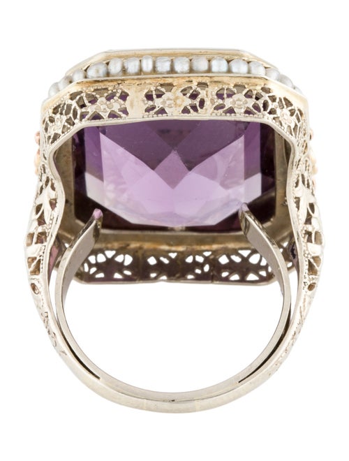 Ring 14K Pearl & Amethyst Cocktail Ring