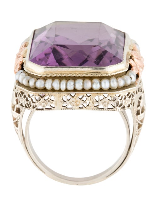 Ring 14K Pearl & Amethyst Cocktail Ring