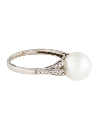 Ring 10K Pearl & Diamond Cocktail Ring