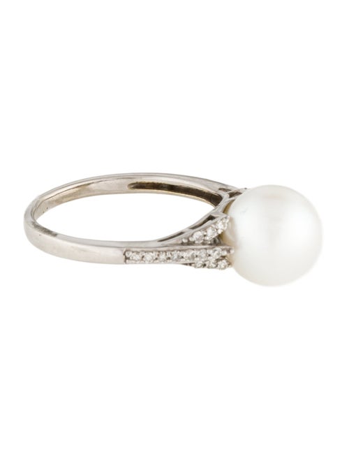 Ring 10K Pearl & Diamond Cocktail Ring